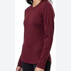 Segments Long Sleeve Pure Merino Burgundy Wool Top - Sz Small